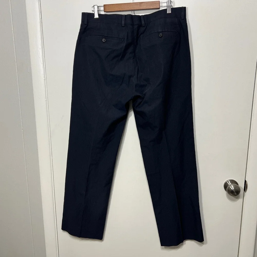 Banana Republic Mens Dress‎ Pants Size 35x32 Pinstripe Navy Flat Front